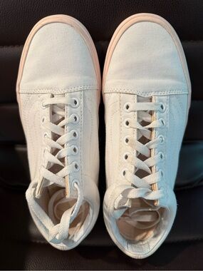 Vans Women's White Canvas Sneakers with Subtle Gold Accents